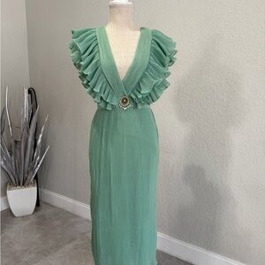 Vintage Mint Green Ruffled Dress